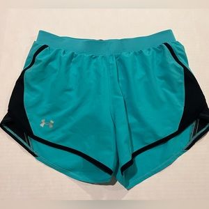 Under Armour,women’s shorts,size small,Loose/Heatgear,color teal and black